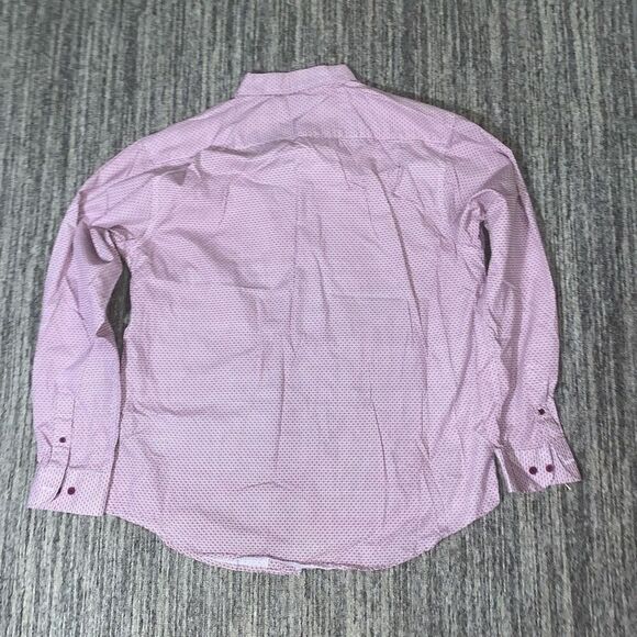 Haggar Clothing Men Size XL Button Front Shirt Pink Purple Geo Print 100% Cotton - Picture 7 of 7